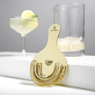 Belmont™ Polished Gold-Plated Hawthorne Cocktail Strainer