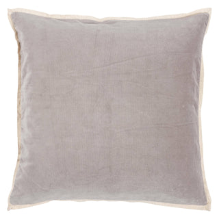 Gray Velvet Flange Decorative Pillow: 20" x 20"