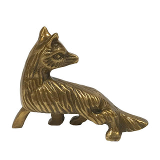 Sly Fox Paperweight Tabletop Decor 4-1/4" Antiqued Brass