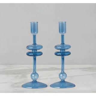 Set, Sapphire Glass Candlesticks, Small